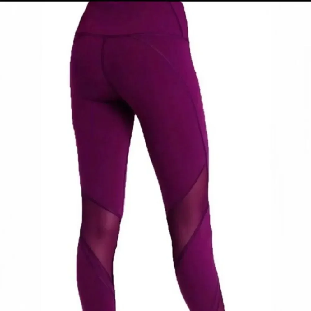 Victoria's Secret Sport Purple Mid Rise Leggings with Mesh Cutouts